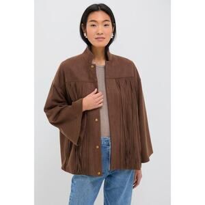 TUCKERNUCK Chocolate Suede Fringe Marant Shirt Jacket Size XL NWT